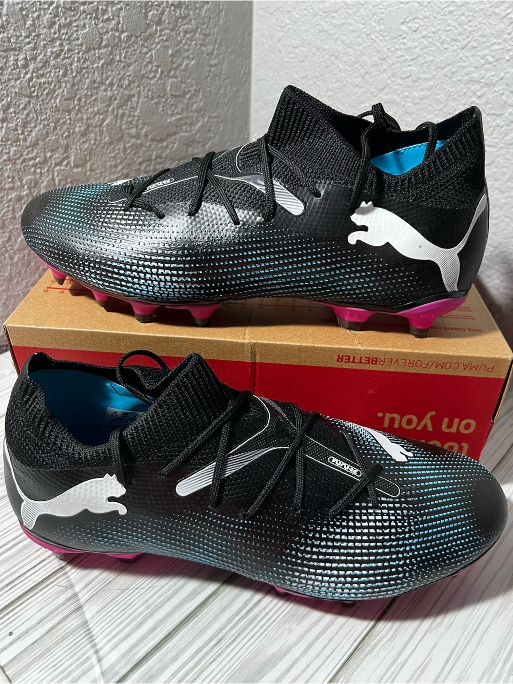 PUMA Future 7 Match FG/AG Women's Soccer Cleats Black Pink Size 9 athletic shoes